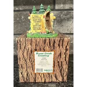 Enesco Moose Creek Crossing Pencil Cup 1996 Boat Trees Nature Canoe #279552